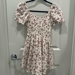 Hollister White and Red Floral Dress